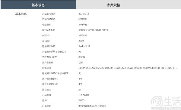 WIKO Hi畅享70 Plus现身产品库，后摄Deco改动较大